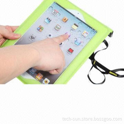 Clear waterproof sleeve for iPad mini, with stand and hang rope